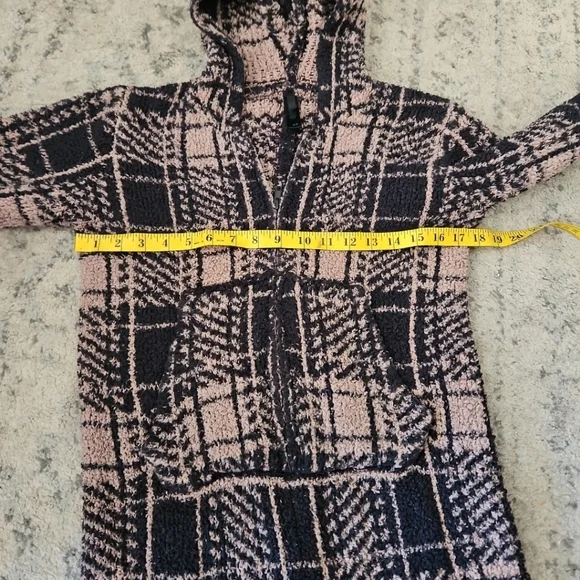 SKIMS Cozy Knit Black And Tan Plaid Jumpsuit Pajama Loungewear Cozy Zip Up 8/10 - Picture 12 of 12